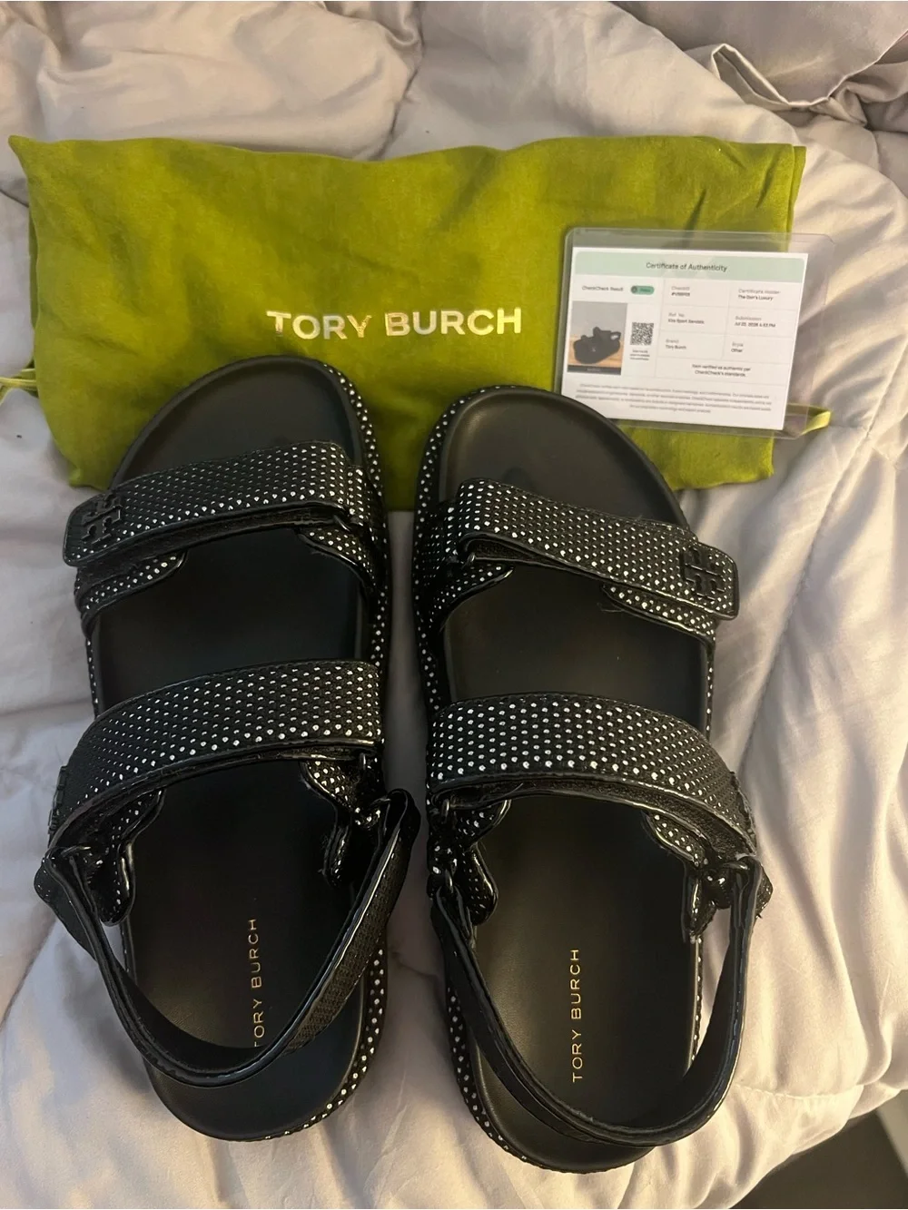 Tory Burch Black Embellished Strap Sandals